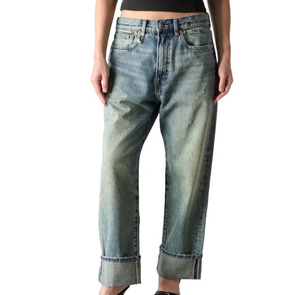 NWT R13 Distressed Ex-Boyfriend Jeans EX-BF clinton blue womens size 23 Baggy